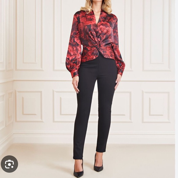 Marciano Red Floral Blouse - Size M - Picture 4 of 7